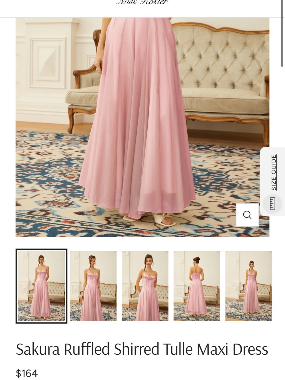 Miss Roster Sakura Ruffled Shirred Tulle Maxi Dress - Pink
